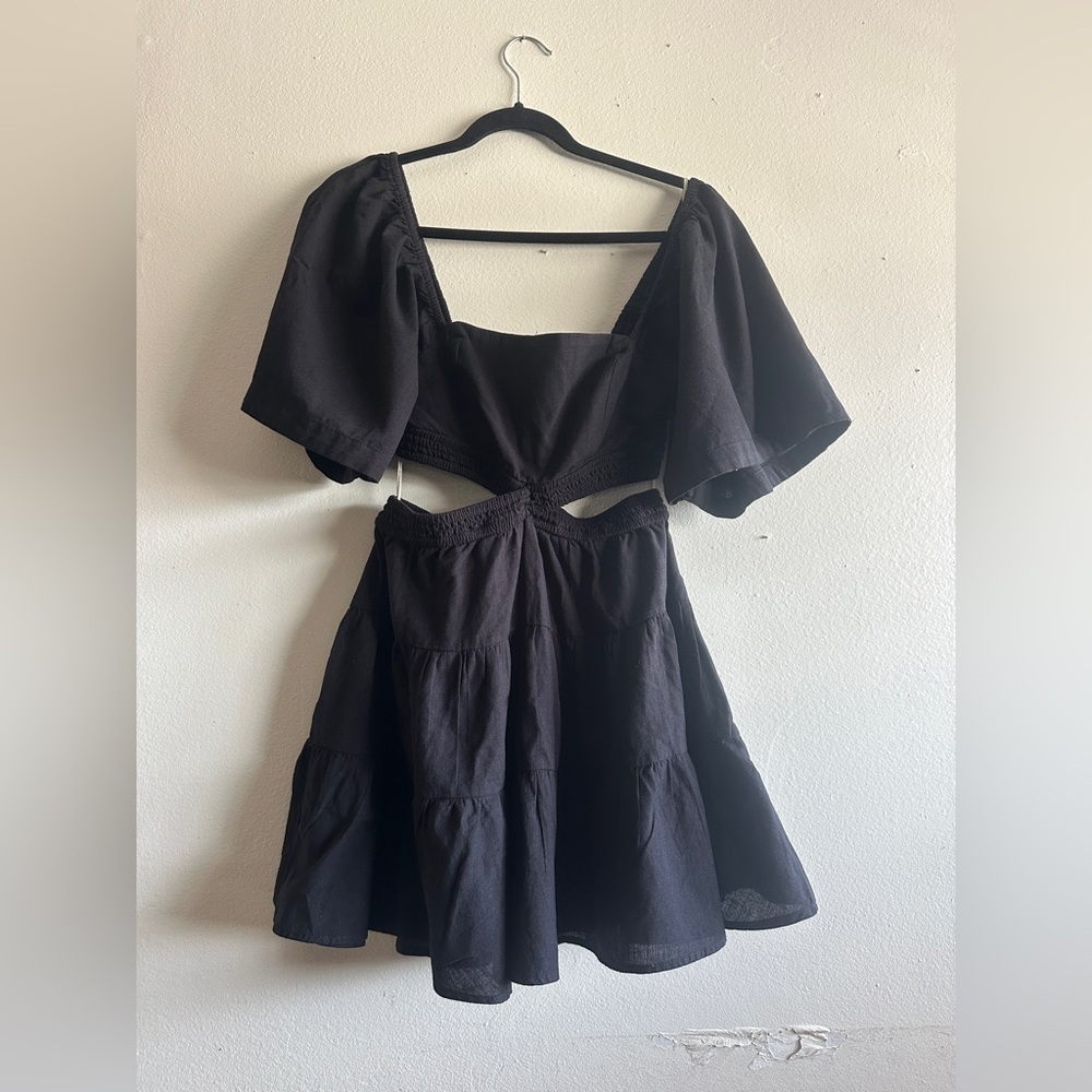 Free People Black Cut-Out Mini Dress